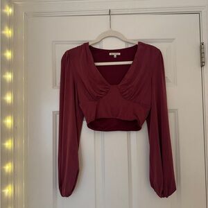 Elegant Burgundy Long Sleeve Top